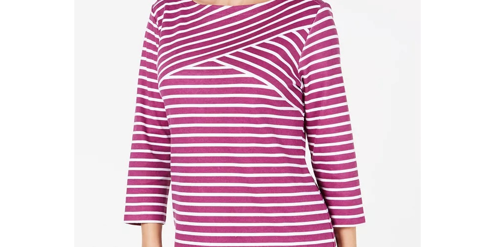 Karen Scott Blusa Listrada Feminina Branca Tamanho Médio