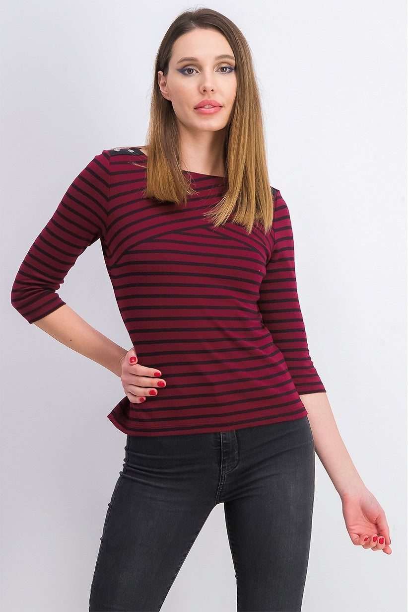 Karen Scott Top Listrado Feminino Pequeno Vermelho Tamanho Médio