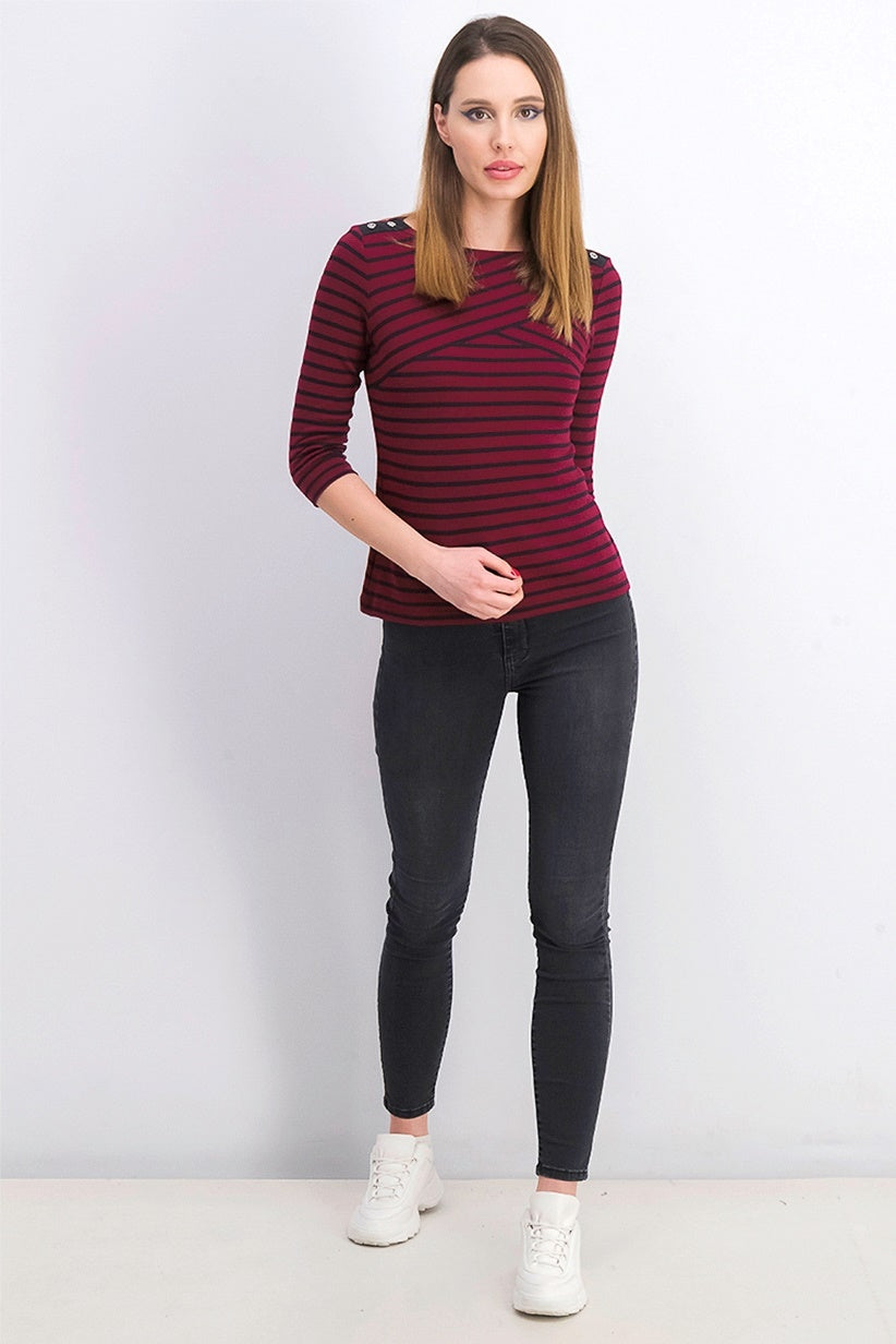 Karen Scott Top Listrado Feminino Pequeno Vermelho Tamanho Médio