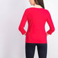Blusa feminina Karen Scott manga três quartos vermelho brilhante tamanho grande