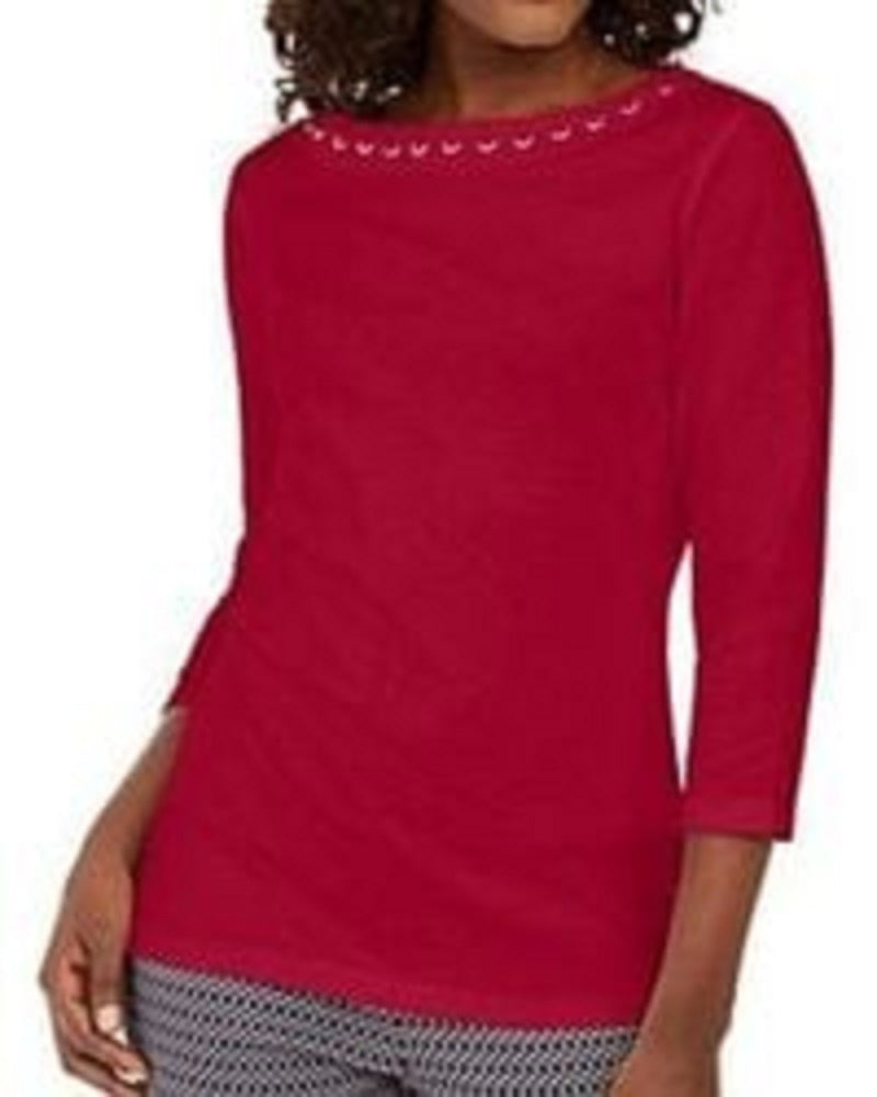 Karen Scott Top Feminino com Contas Vermelho Tamanho XX-G