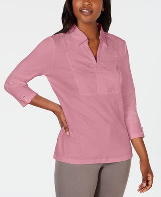 Karen Scott Top Feminino de Algodão com Ilhós e Jugo Rosa Tamanho XS