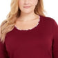 Karen Scott Top feminino plus size com acabamento xadrez vermelho tamanho 1X