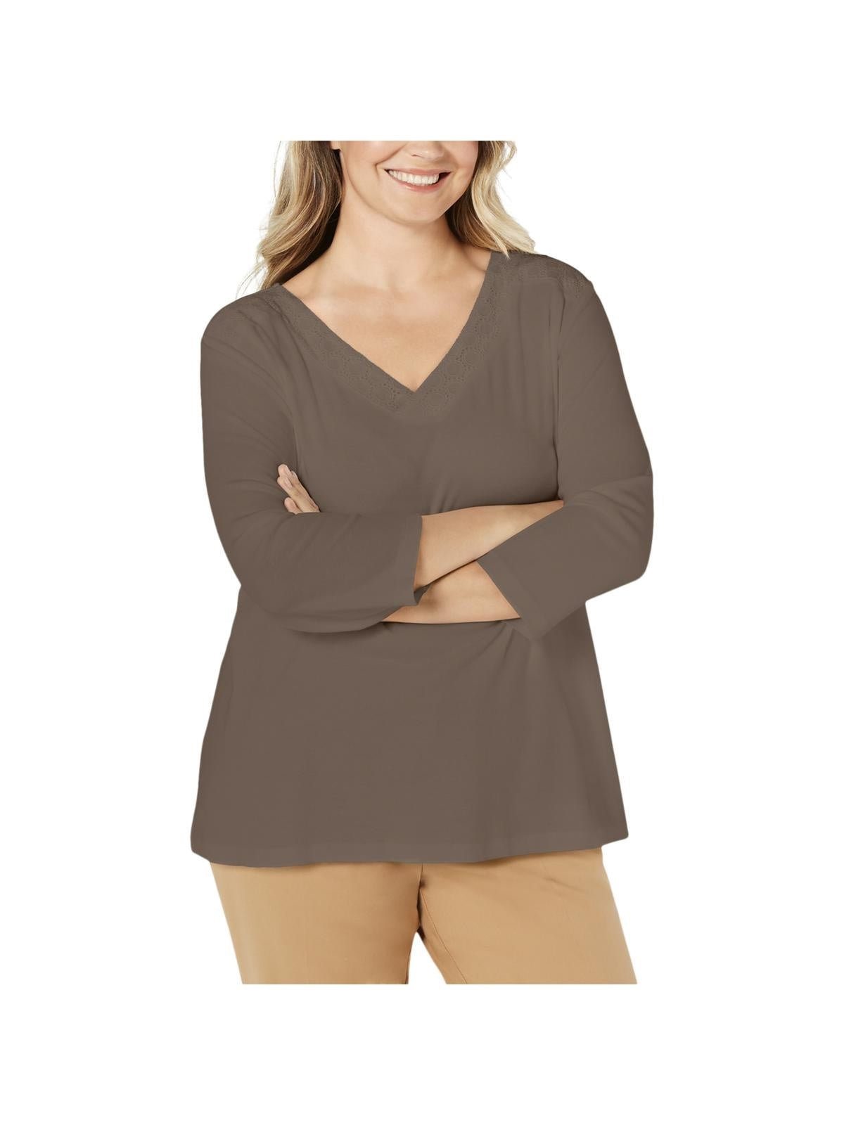 Karen Scott Top Feminino com Acabamento em Ilhós Marrom Tamanho XS