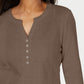 Karen Feminino Scott Renda Frente Henley Top Marrom Tamanho P
