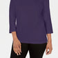 Blusa feminina Karen Scott de crochê com gola quadrada, azul escuro, tamanho médio