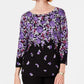 Karen Scott Suéter Feminino Estampado Floral Azul Marinho Tamanho Médio