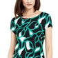 Camiseta feminina estampada Alfani preta tamanho extra grande