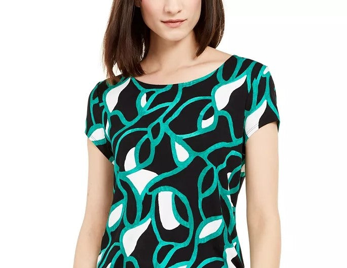 Camiseta feminina estampada Alfani preta tamanho extra grande