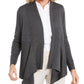 Cardigan feminino canelado com bainha de lenço JM Collection, cinza, tamanho grande
