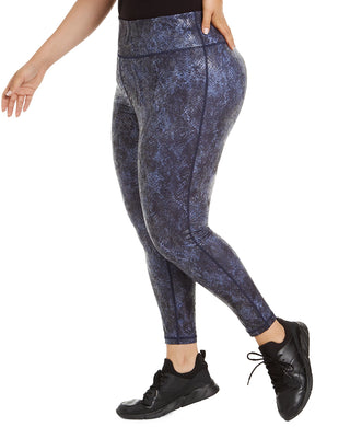 Leggings femininas plus size com estampa de python da Ideology, azul-marinho, tamanho 2X