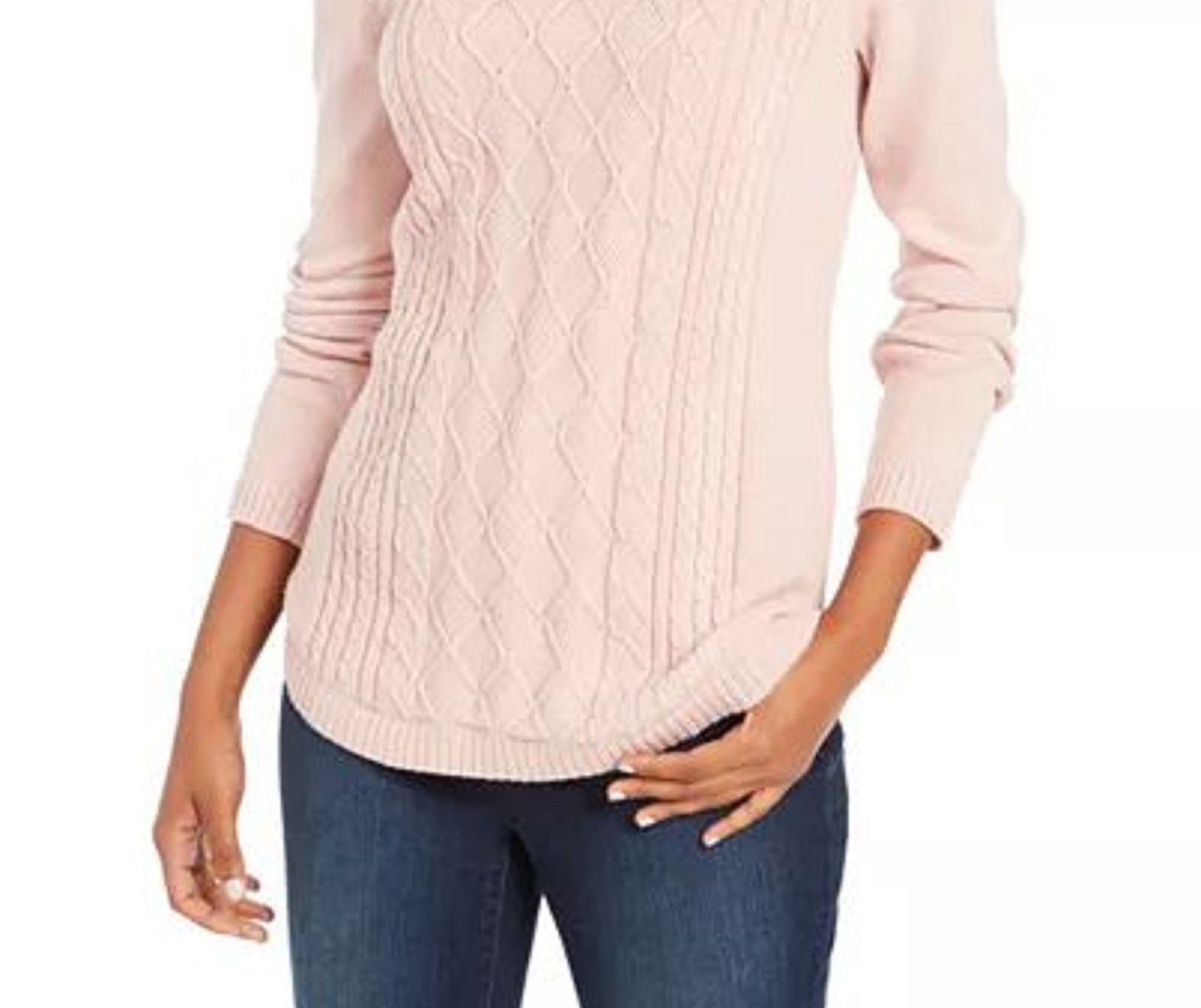 Suéter feminino Charter Club Petite de tricô com acabamento em botões, rosa, tamanho pequeno