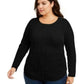 Suéter feminino plus size de tricô com cabo Charter Club, preto, tamanho 1X