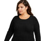 Suéter feminino plus size de tricô com cabo Charter Club, preto, tamanho 1X