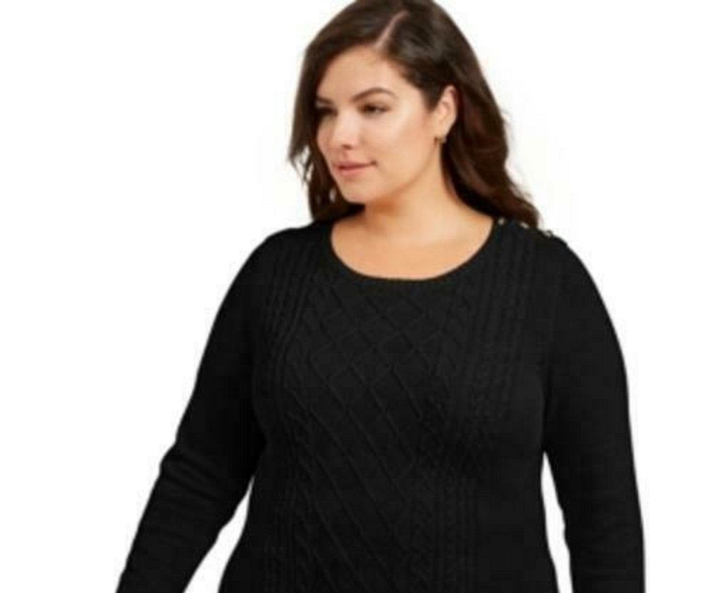 Suéter feminino plus size de tricô com cabo Charter Club, preto, tamanho 1X