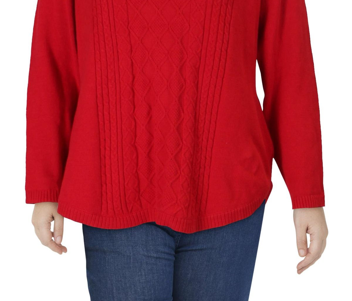Suéter feminino plus size de tricô trançado Charter Club, vermelho, tamanho 2X