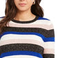 Suéter feminino listrado com gola redonda Charter Club, preto, tamanho XX-G