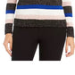 Suéter feminino listrado com gola redonda Charter Club, azul, tamanho X-S