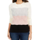 Blusa feminina Charter Club com estampa de blocos de cor marfim e manga comprida, gola redonda, branca, tamanho XX-G