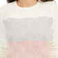 Blusa feminina Charter Club com estampa de blocos de cor marfim e manga comprida, gola redonda, branca, tamanho XX-G