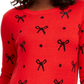 Suéter feminino Charter Club Reese com contas e laço pontilhado, vermelho, tamanho XX-G