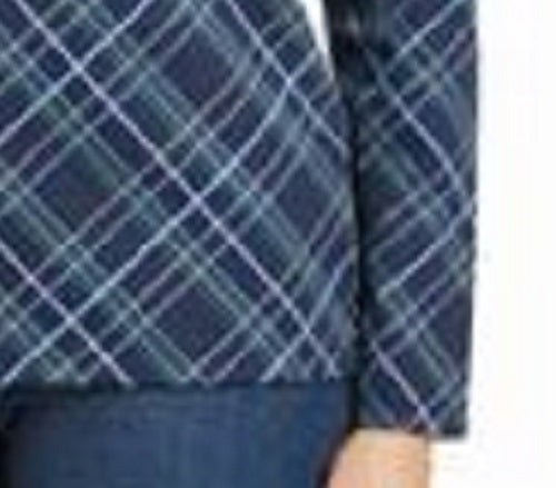 Karen Scott Blusa feminina Holly Plaid com detalhes em azul marinho, tamanho pequeno