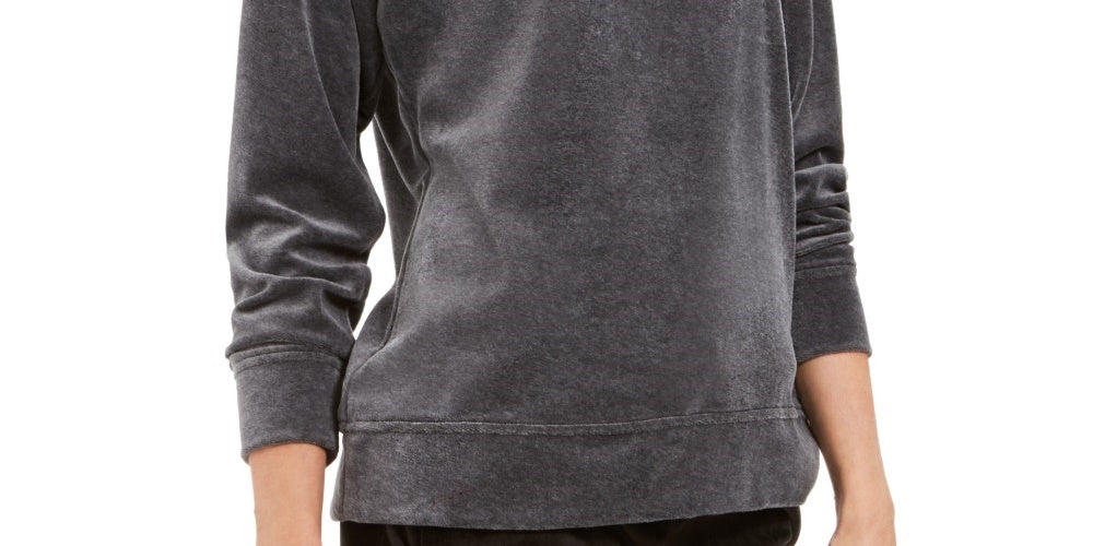 Moletom esportivo feminino Karen Scott de veludo, cor carvão, tamanho X-S