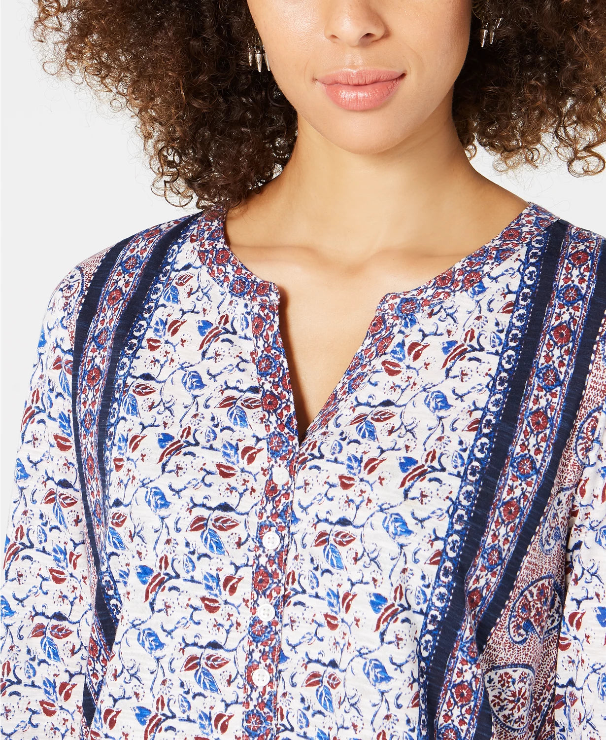 Blusa feminina com estampa de patchwork da Style &amp; Co, tamanho extra grande, azul-marinho