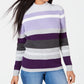 Karen Scott Suéter feminino listrado de algodão com gola alta, roxo médio, tamanho XX-G
