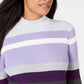 Karen Scott Suéter feminino listrado de algodão com gola alta, roxo médio, tamanho XX-G