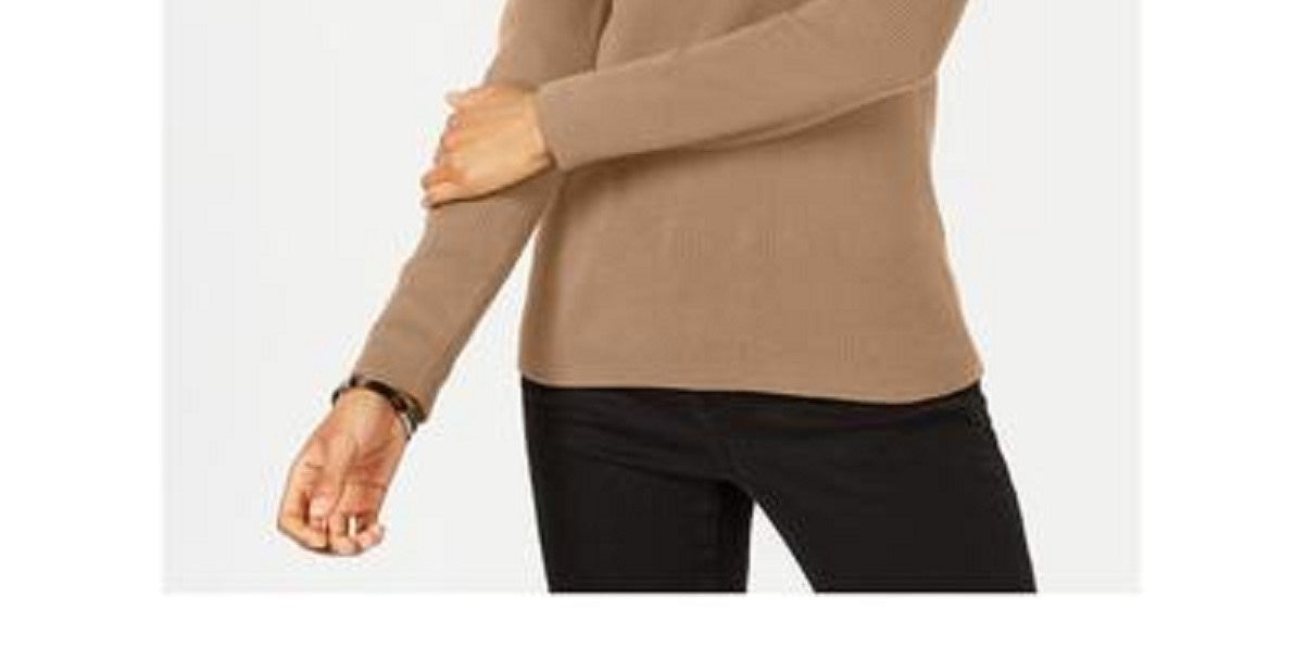 Karen Scott Suéter Feminino de Algodão com Gola Falsa Marrom Tamanho Grande