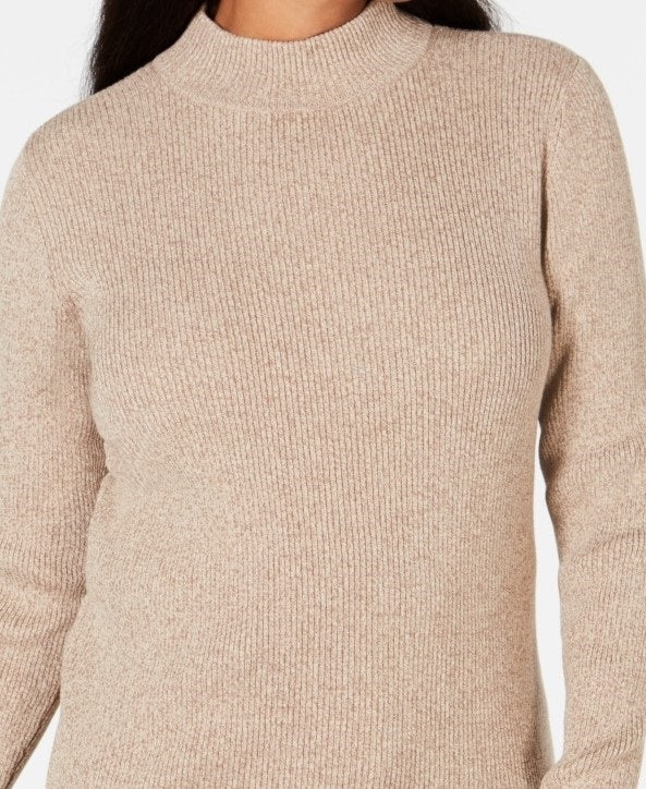 Karen Scott Feminino Malha Canelada Algodão Gola Alta Marrom Tamanho 44