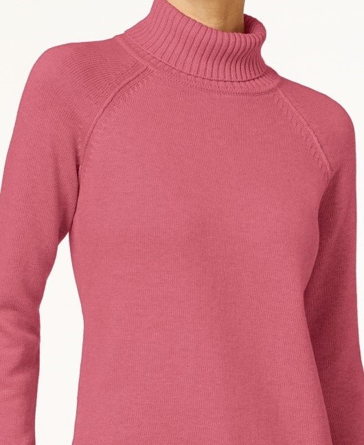 Karen Scott Suéter Feminino de Algodão com Gola Alta Rosa Tamanho Pequeno