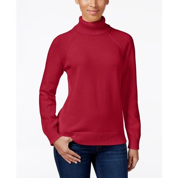 Karen Scott Suéter Feminino de Algodão com Gola Alta Vermelho Tamanho Pequeno Pequeno