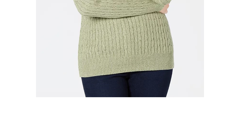 Karen Scott Suéter Feminino de Algodão com Gola V Verde Tamanho Médio