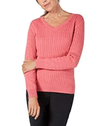 Karen Scott Suéter Feminino de Algodão com Gola V Rosa Tamanho XXG