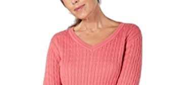 Karen Scott Suéter Feminino de Algodão com Gola V Rosa Tamanho XXG