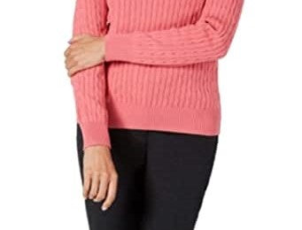 Karen Scott Suéter Feminino de Algodão com Gola V Rosa Tamanho XXG