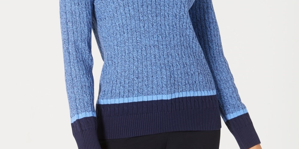 Karen Scott Suéter Teresa Cotton Colorblocked Feminino Azul Brilhante Tamanho XX-G