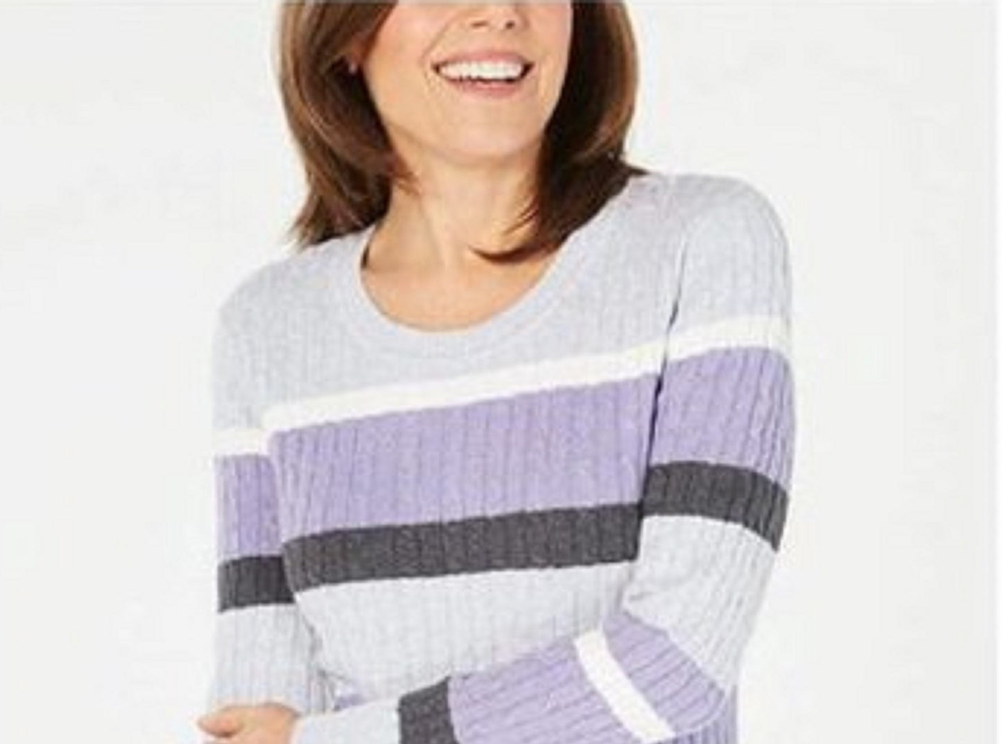 Karen Scott Suéter Listrado de Algodão Feminino Roxo Tamanho XXG