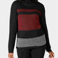 Karen Scott Suéter Feminino Canelado Color Block Manga Longa Gola Alta Vermelho Tamanho Médio