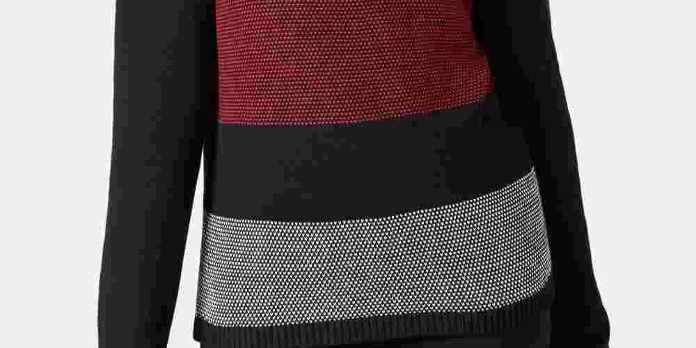 Karen Scott Suéter Feminino Canelado Color Block Manga Longa Gola Alta Vermelho Tamanho XS