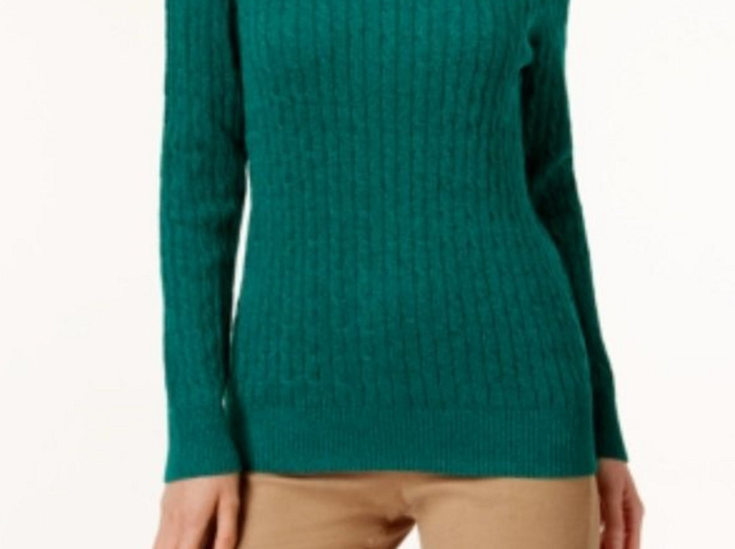 Karen Scott Suéter Feminino de Algodão e Malha Marmorizada Verde Escuro Tamanho Grande