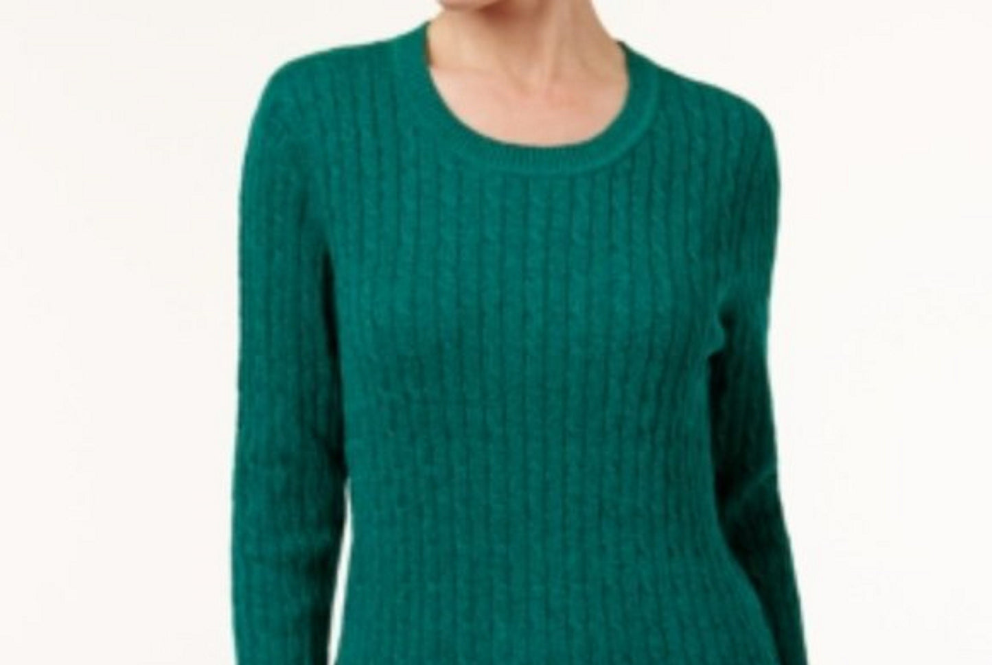 Karen Scott Suéter Feminino de Algodão e Malha Marmorizada Verde Escuro Tamanho Médio