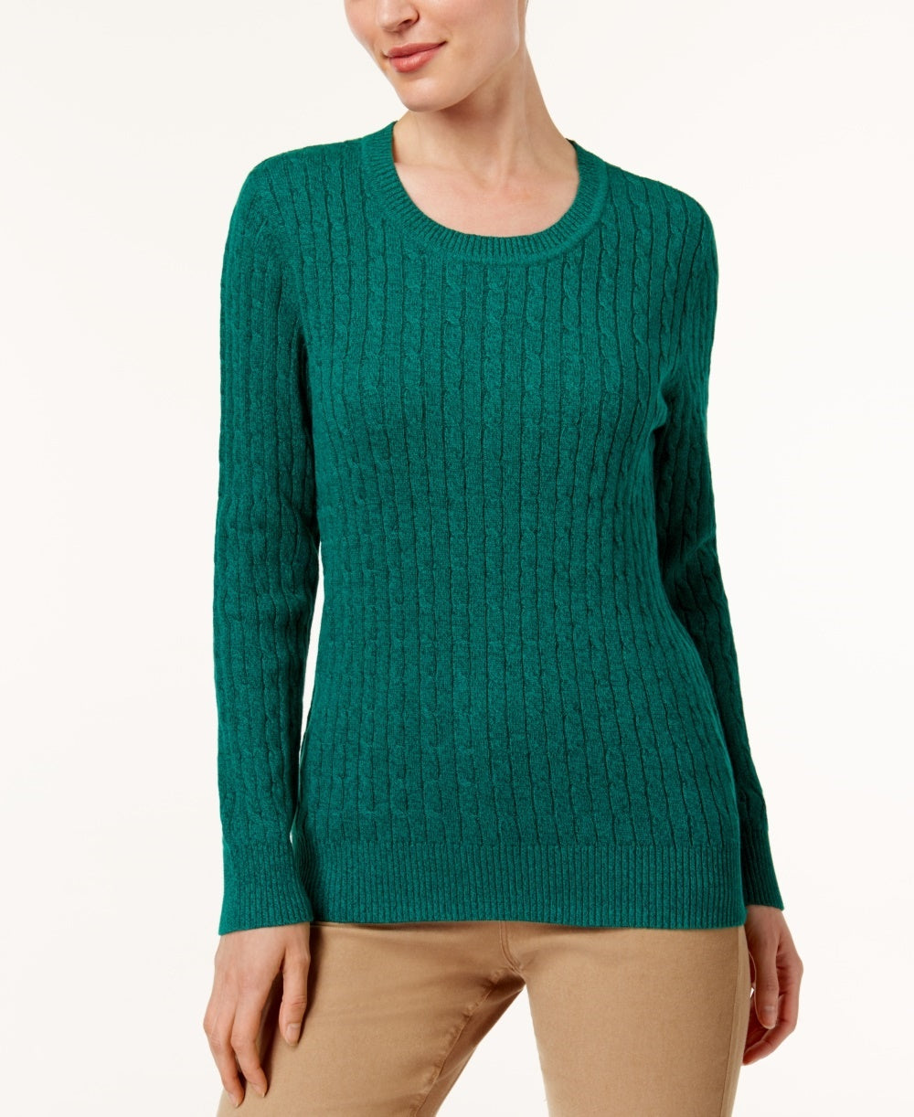 Karen Scott Suéter Feminino de Algodão e Malha Marmorizada Verde Escuro Tamanho X-G