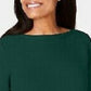 Karen Scott Suéter feminino de algodão com gola canoa, verde, tamanho X-S