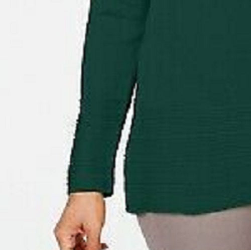 Karen Scott Suéter feminino de algodão com gola canoa, verde, tamanho X-S