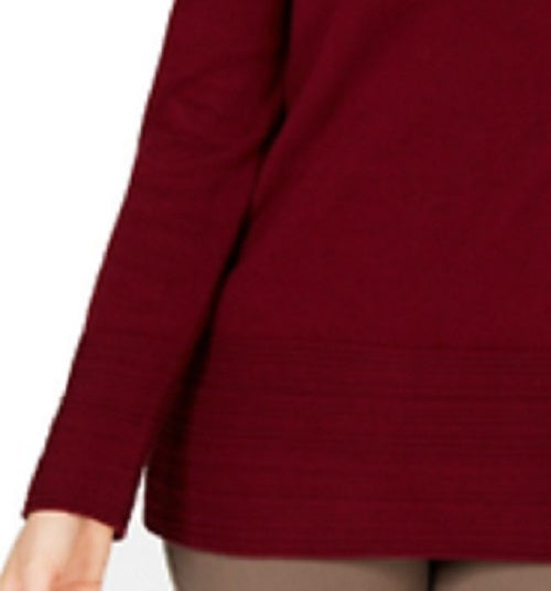 Karen Scott Suéter feminino de algodão com gola canoa, vermelho, tamanho pequeno