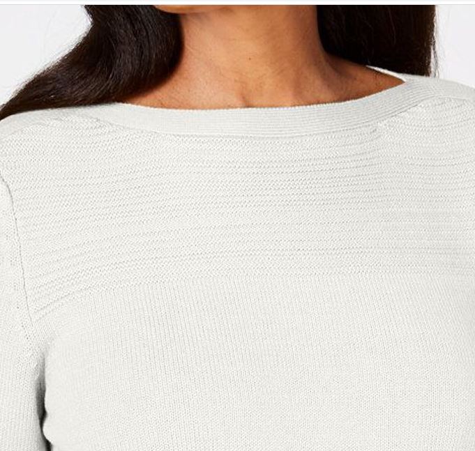 Karen Scott Suéter Feminino de Algodão com Gola Canoa Branco Tamanho Grande