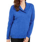 Karen Scott Suéter Feminino Manga Longa Canelado Gola Xale Azul Tamanho XS
